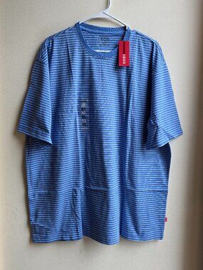 NWT IZOD Blue/White Striped Crew Neck Short Sleeve Jersey Big & Tall Size 2X
